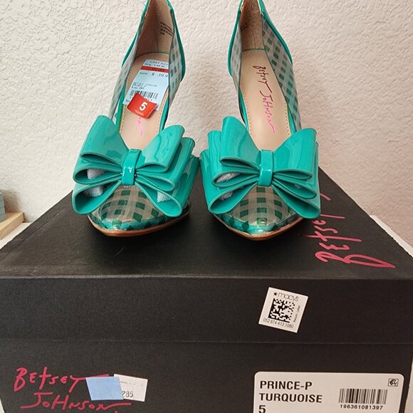 Betsey Johnson Turquoise Heels - Sz 5 - Picture 3 of 5
